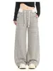 OREETA Pantalones Deportivos Casuales de Rayas de Bloques de Color Americanos Unisex Retro Versátiles para el Trabajo Casual de Pierna Ancha Recta de Longitud Completa