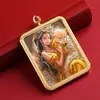 Cor dourada raposa de nove caudas raposa fada Xizang thangka tridimensional cinco mestres Manjushri pingente pintado à mão dourado ouro preto oito guardiões