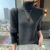 Suéter de punto para mujer, cuello alto grueso de cachemira, siete agujas, hilo doble, corte holgado, adelgazante, capa interior cálida