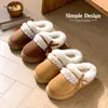 Nuevas Pantuflas de Algodón Cálidas con Felpa Plus Suela Gruesa para Mujer de Exterior Invierno Encaje Dulce Aumentadoras de Altura Pantuflas de Algodón para Mujer Selección Estricta de Fábrica