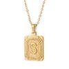Amazon Cross Border Masculino Ouro 18K Quadrado Aço Inoxidável Pingente de Letra Aço Titânio 26 Letras Maiúsculas do Alfabeto Inglês Colar
