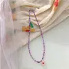 Colar de Cristal Colorido Vintage Coreano Estilo Coreano Estilo INS Colar de Cristal Doce Colar de Flor Doce Fofo