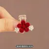 Pinza para el pelo pequeña de flocking roja exquisita para mujer, pinza lateral para flequillo estilo princesa primavera/verano, horquilla de flor en forma de corazón, accesorio para el cabello