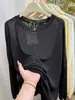 Camiseta Protetora Solar de Manga Longa de Comprimento Médio para Mulheres, Leve de Verão, Solta, Casual, Cor Sólida, Peça para Cobrir em Ambientes com Ar Condicionado