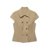 Ins estilo europeo y americano transfronterizo 2026 nueva moda elegante ropa de mujer al por mayor para el trabajo cuello vuelto doble botonadura entallada en la cintura camisa
