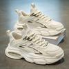 Sapatos Masculinos de Verão 2025 Novos Sapatos Respiráveis Tendência Masculina Versátil Sapatos Esportivos de Solado Grosso Casuais para Corrida Sapatos da Moda para Pais