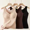 Chaleco térmico de otoño e invierno para mujer, sin costuras, engrosado y diseñado para usarse como capa interior, eliminando la necesidad de sujetador