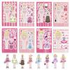 8 piezas de decoración collage de cambio de vestuario de niña de dibujos animados, funda para teléfono móvil de vacaciones, monopatín plano, pegatinas originales impermeables DIY
