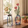 Adorno de Florero Creativo de Hierro Forjado, Decoración de Flores de Mesa, Ambiente para Sala de Estar, Dormitorio, Entrada, Artesanía para Decoración del Hogar