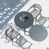 Juego de mesa y sillas de comedor de mimbre para exteriores estilo nórdico para balcón, cafetería, tienda de té con leche, área de ocio al aire libre, mesa de té para exteriores y sillas de mimbre