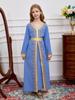 Ropa de Manga Larga para Niñas Transfronteriza Nuevo Estilo Sencillo Vestido Largo Infantil Moda de Comercio Exterior Encaje Vestido de Noche Vestido