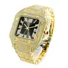 Reloj Missfox Popular Europeo y Americano Escala Romana Moda de Gama Alta Hip-Hop Diamante Totalmente Diamantado Cuadrado Reloj para Hombre