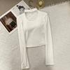 Atacado de fábrica outono e inverno novo design de pescoço pendurado algodão manga longa blusa básica feminina com bojo interno e externo usar roupa íntima