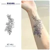Adesivos de tatuagem simples com linha floral de suco de ervas para mulheres, à prova d'água, duradouros, com um toque de alta qualidade, apresentando rosas, margaridas, formas geométricas, luas crescentes e estrelas