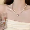 Collar de Perlas Retro Coreano con Borla de Gota de Agua Cadena de Clavícula Camelia de Diseño Elegante para Mujer