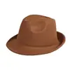 Chapéu de Palco Masculino Estilo Britânico com Aba Enrolada Liso, Chapéu de Jazz Vintage de Aba Curta para Cavalheiro, Chapéu de Feltro para Outono e Inverno