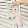 Meias de Renda com Borda de Bolhas em Fio com Padrão Fair Isle Vintage para Mulheres, Meias de Cano Médio, Estilo Primavera e Outono, Meias Longas Fofas e Versáteis