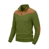 Sudadera de manga larga para hombre con cuello alto y media cremallera, costillas verticales, empalme de gamuza, estilo retro americano, de Amazon transfronterizo