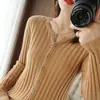 No Más Reposiciones============ Cárdigan de Cuello Redondo Top para Mujer Ajustado Camiseta Base Adelgazante Chaqueta de Punto Fino