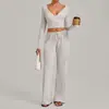 Conjunto de manga longa cover-up de yoga transfronteiriço para mulheres, conjunto de yoga de alça, conjunto de duas peças para esportes ao ar livre e fitness 6819+1011