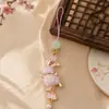 Lindo Colgante Llavero Conejo Corredor Brocado Canción Colgante para Bolso Hecho a Mano Estilo Chino Adorno de Conejo de Jade Regalo de Vacaciones