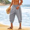 Pantalones Cortos para Hombre Pantalones Cortos de Lino Pantalones Cortos de Verano Pantalones Cortos de Playa Pantalones Capri Cordón Cintura Elástica Bolsillos Frontales
