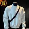 Sudadera de algodón de peso pesado 500g con cuello redondo para hombre, marca de moda otoño e invierno, color liso, manga larga, corte holgado, forro polar, chaqueta engrosada