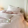 Conjunto de cama de quatro peças jacquard escovado tingido em fio 100% algodão, modelo novo de alta qualidade em estilo princesa, conjunto de capa de edredom 100% algodão 4