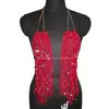 Cadena de Sujetador con Borla Larga Brillante Estilo Europeo y Americano, Cadena Corporal Sexy para Discoteca, Camisola Personalizada de Cuentas Hecha a Mano