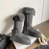 Primer Encuentro Ji Zeng Gao Uso Bidireccional Suela Gruesa Peludo Más Terciopelo Engrosado Cálido Zapatos de Algodón Gris Botas de Nieve de Caña Alta Mujer Invierno Nuevo Estilo