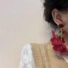 "Ardiente Romántico" Atmósfera Aretes de Perlas de Rosa Roja Nicho Temperamento Suave Exagerado Pendientes de Instagram