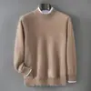 Nuevo suéter de otoño e invierno para hombre, cuello semi-alto, 100% cachemira pura, jersey grueso de color liso, tejido de punto casual versátil