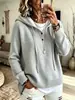 Nuevo suéter de punto con capucha de estilo europeo y americano, para otoño/invierno 2026, corte holgado, para mujer, color liso, con botones, manga larga, prenda exterior
