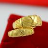 Anillo Mismo Estilo Buda Jiu Men Viejo Patrón Retro Latón Chapado en Oro Anillo Abierto Anillo de Pareja