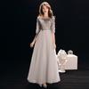Vestido de Noche de Comercio Exterior para Mujer 2026 Nuevo Vestido de Noche de Encaje para Banquete de Reunión Anual Anfitrión Vestido Cruzado de Longitud Media para Dama de Honor