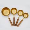 Mango de madera acero inoxidable taza medidora cocina juego de 4 piezas cocina Taza medidora dorada herramienta para hornear con escala juego de tazas medidoras