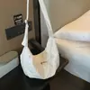 Bolsa de Nylon Simples para Dumplings Feminina, Casual e Leve, Adequada para Estudantes Universitários, Bolsa de Ombro Único, Cor Sólida, Grande Capacidade, Bolsa Transversal Crescente para o Dia a Dia
