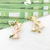 Acessórios para Joias DIY, Pingentes Pequenos de Liga Esmaltada, Acessórios de Pingente para Pulseira, Tags Florais com Letras Inglesas, 1 Peça