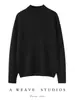 26 Nuevos Modelos de Otoño e Invierno 100% Cachemir Suéter de Punto de Cuello Alto para Mujer Suéter de Manga Larga Cálido de Punto Capa Base Holgada