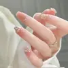 Parches de Uñas Portátiles Estilo Perla Chanel Producto Terminado, Suaves y Aclaradores, Parches de Uñas de Primavera Estilo Chanel, Uñas Postizas
