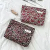 Bolsa de Maquillaje Floral Fresca y Sencilla para Niñas, Bolsa de Almacenamiento Portátil de Gran Capacidad, Bolsa de Lona, Neceser