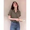 Camisa verde tipo polo de manga corta para mujer estilo coreano, nuevo modelo de verano 2026, estilo holgado y casual, adecuada para el lugar de trabajo y para ir al trabajo