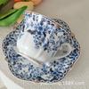 Taza de edad media azul y flor Taza de café platillo juego Cerámica Retro estilo Europeo Exquisito Gama alta Lujo ligero Taza para el té de la tarde