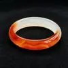 Pulseira de Ágata Meio Colorida Auspiciosa Natural Base de Gelo Vermelho Condensado Concepção Artística Pulseira de Jade Estilo Chinês Feminino Linda Pulseira Fonte Atacadista