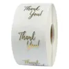 Venta al por mayor de 500 pegatinas transparentes con estampado dorado "Gracias", pegatinas para sellar regalos, redondas de 1 pulgada, etiqueta transparente de "Gracias"