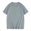 Playera de manga corta y cuello redondo de algodón peinado de 200 g, casual holgada, con logo estampado, camisa publicitaria, ropa de clase, playera gris lisa