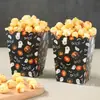 Caja de Palomitas Plegable para Fiesta Temática de Halloween Caja de Almacenamiento para Snacks y Papas Fritas Adornos y Accesorios de Halloween Empaque de Alimentos