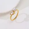 Anel Diário de Pérola Gota de Água Diamante Estilo Coreano e Japonês Fino Luxuoso Versátil Aço Titânio Venda Direta da Fábrica