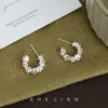 Aretes Plateados Rotos en Forma de C, Diseño de Nicho, Aretes Frescos con Aguja de Plata, Aros Elegantes de Alta Gama