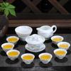 Conjunto de chá Kung Fu direto da fábrica, xícara de chá de cerâmica, conjunto de porcelana branca, tampa de xícara de chá azul e branco, conjunto de chá, pode fazer logo